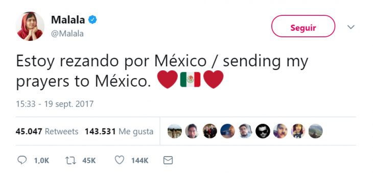 Comentarios en twitter de celebridades en apoyo al México por el terremoto 