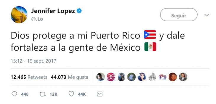 Comentarios en twitter de celebridades en apoyo al México por el terremoto 