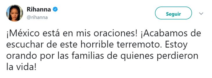 Comentarios en twitter de celebridades en apoyo al México por el terremoto 