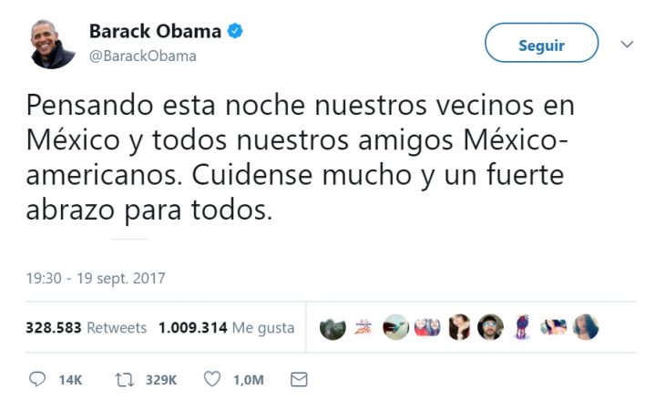 Comentarios en twitter de celebridades en apoyo al México por el terremoto 