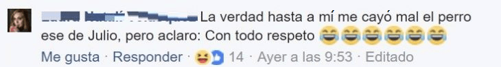 comentario en Facebook