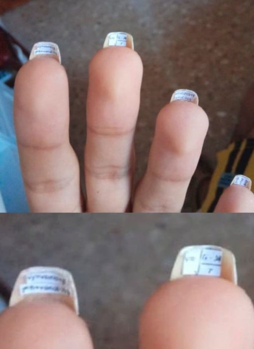 acordeon de matemáticas en las uñas 