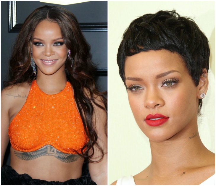 Rihanna cabello largo vs corto