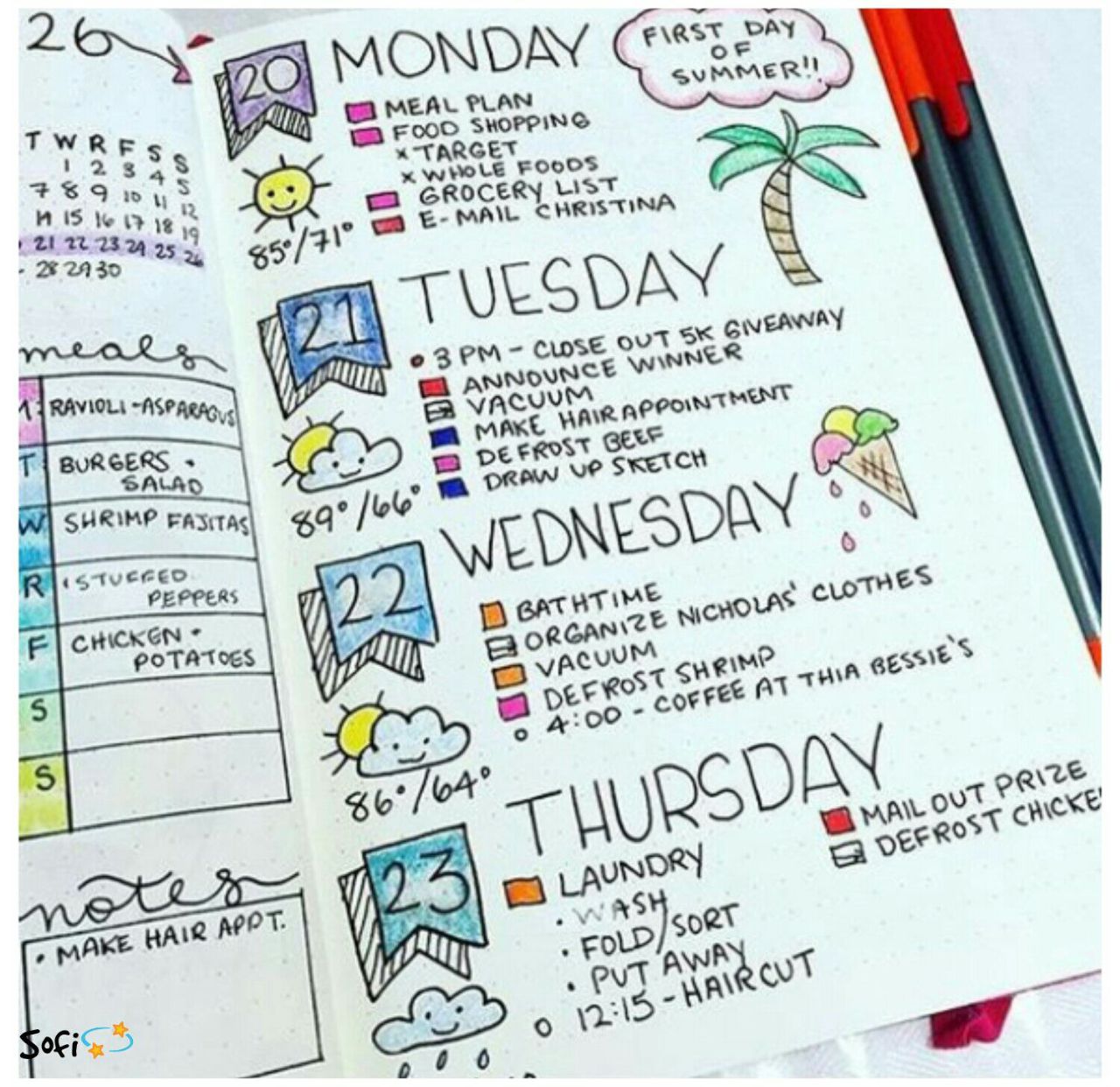 Cuadrante recepción Relámpago 15 Ideas para darle color y organización a tus cuadernos