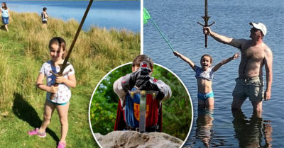 Esta pequeña encuentra una espada que podría ser Excalibur; parece que Inglaterra tiene nueva reina
