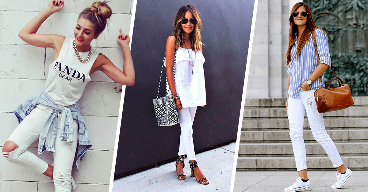 diferentes blanco con pantalon blanco