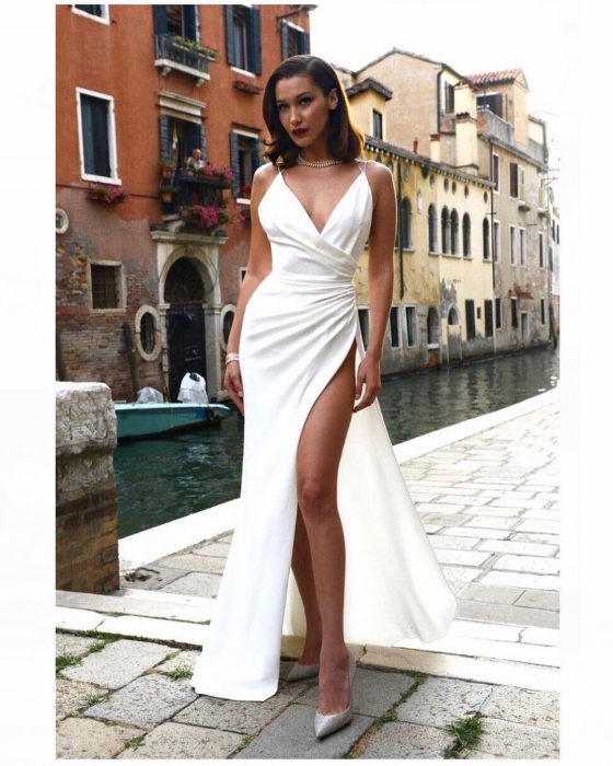 bella hadid vestido blanco