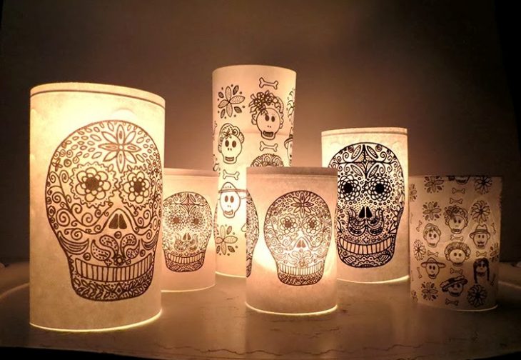  porta velas de calavera