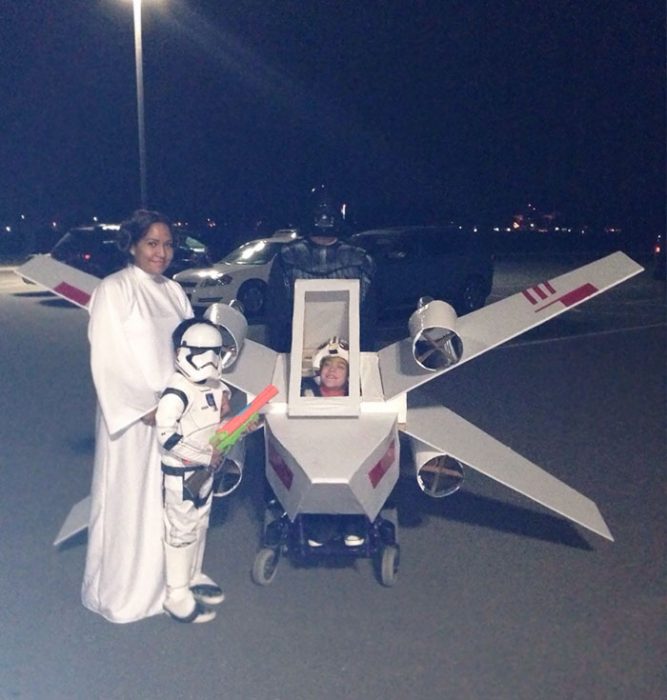 familia disfrazada de star wars