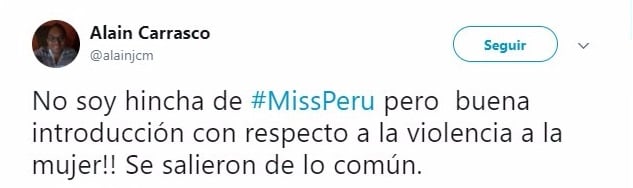 Twit sobre Miss Perú 2917