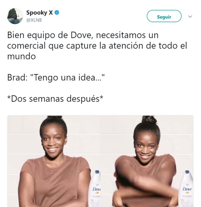 Comentarios en twitter sobre el anuncio racista de Dove 