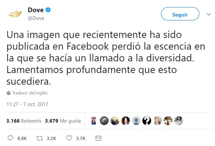 Comentarios en twitter sobre el anuncio racista de Dove 