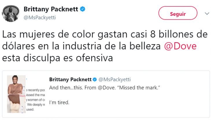 Comentarios en twitter sobre el anuncio racista de Dove 