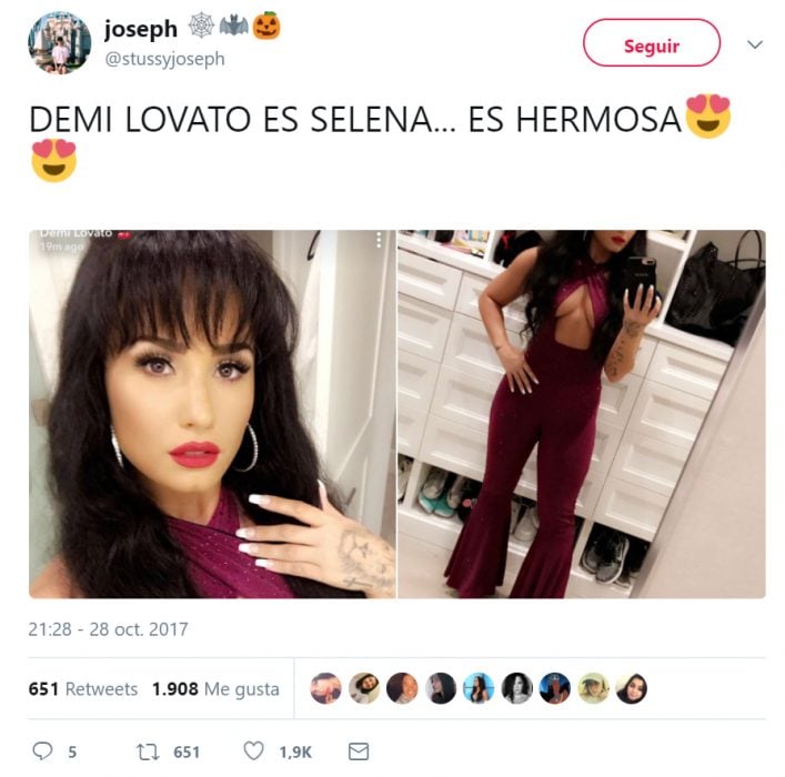 Comentarios en Twwiter sobre Demi Lovato disfrazada como Selena Quintanilla 