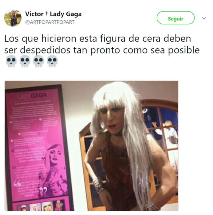 Comentarios en Twitter sobre la figura de cera de lady gaga en Perú