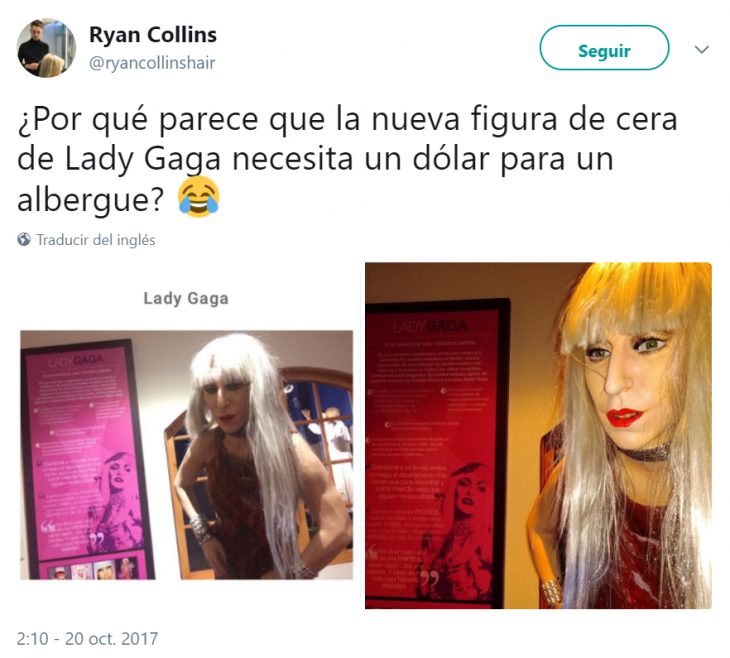 Comentarios en Twitter sobre la figura de cera de lady gaga en Perú