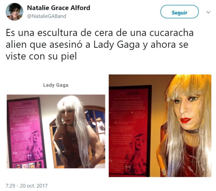 Comentarios en Twitter sobre la figura de cera de lady gaga en Perú