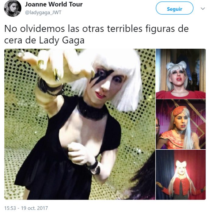 Comentarios en Twitter sobre la figura de cera de lady gaga en Perú