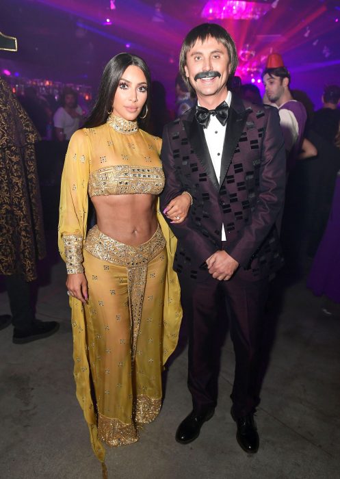 Kim Kardashian West and Jonathan Cheban as Sonny and Cher at the Casamigos Halloween Party