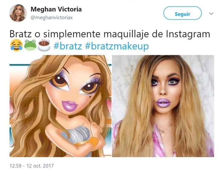 Mujeres de Twitter maquillándose como las muñecas Bratz 