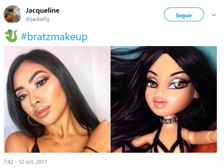 Mujeres de Twitter maquillándose como las muñecas Bratz 