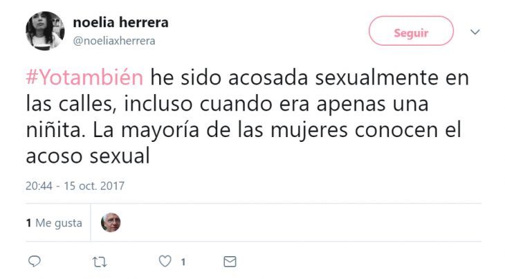 comentario en twitter de mujeres que han sido acosadas en algún momento de su vida 