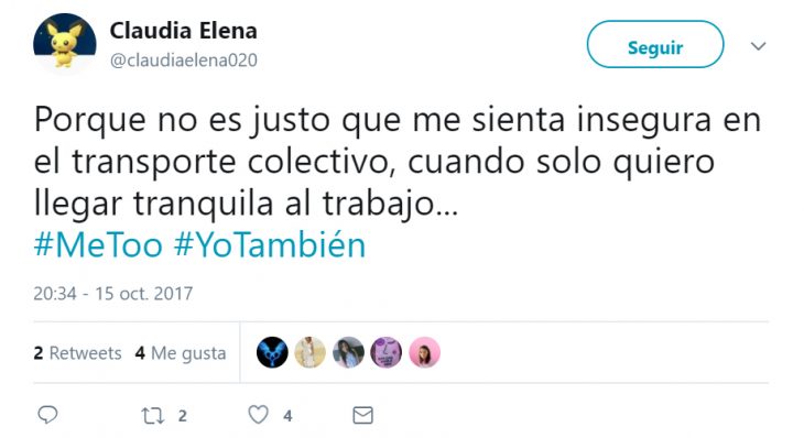 comentario en twitter de mujeres que han sido acosadas en algún momento de su vida 