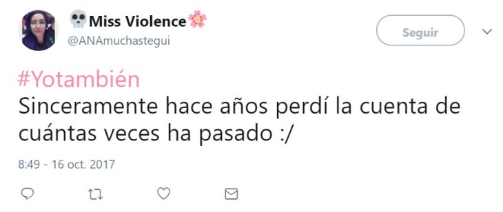 comentario en twitter de mujeres que han sido acosadas en algún momento de su vida