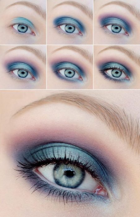 Tutorial para maquillar los ojos de color azul 