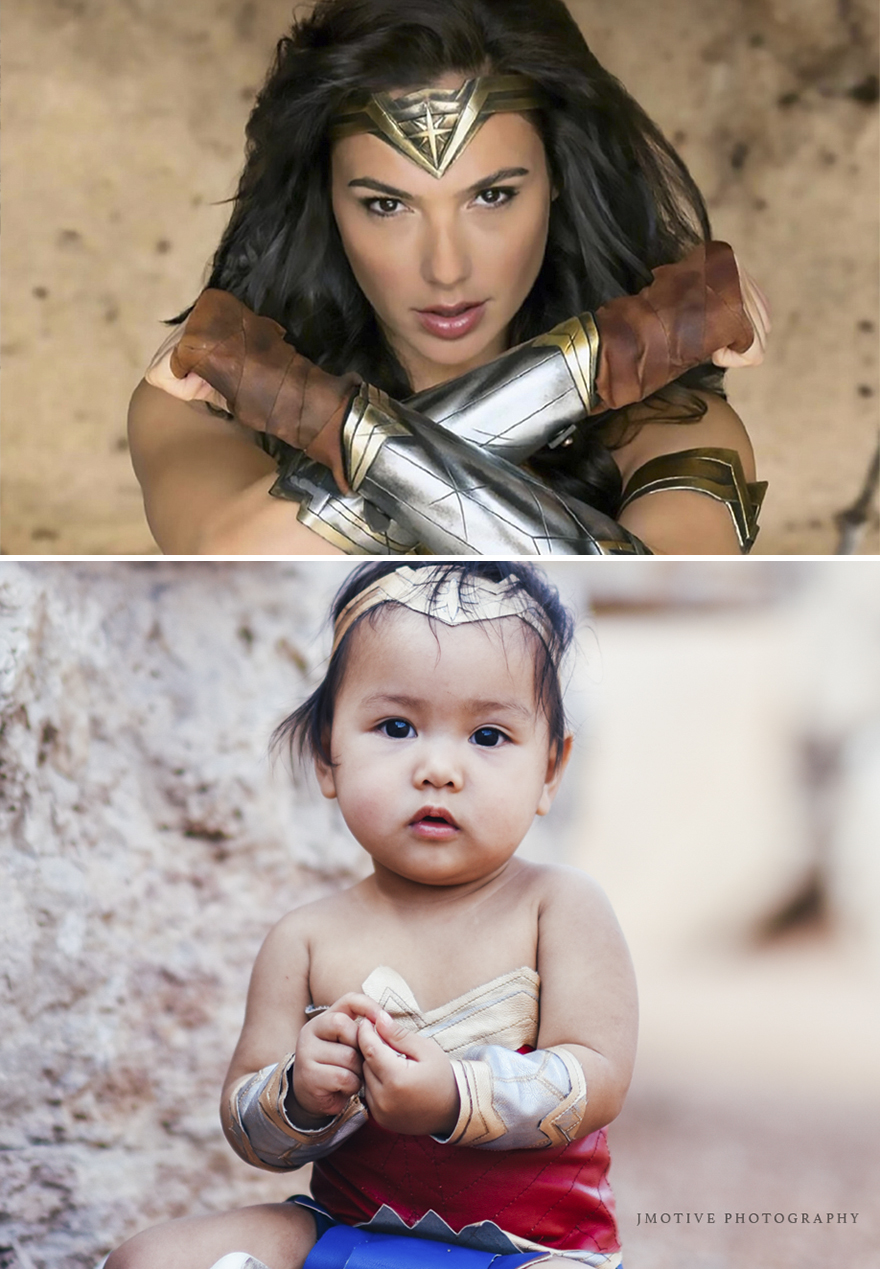 Transformo a su hija en la Mujer Maravilla para photoshoot Transformo a su hija en la Mujer Maravilla para photoshoot