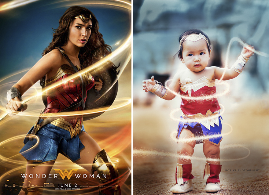 Transformo a su hija en la Mujer Maravilla para photoshoot Transformo a su hija en la Mujer Maravilla para photoshoot