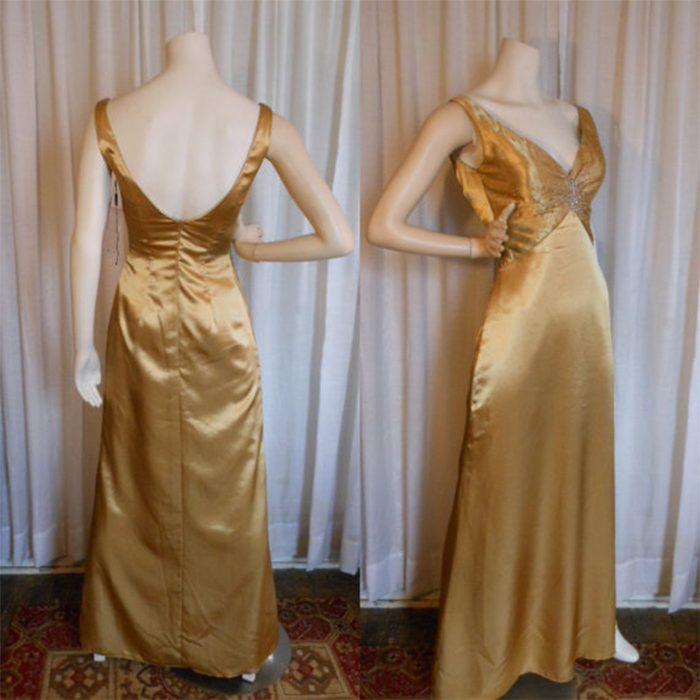 vestido dorado de satin 