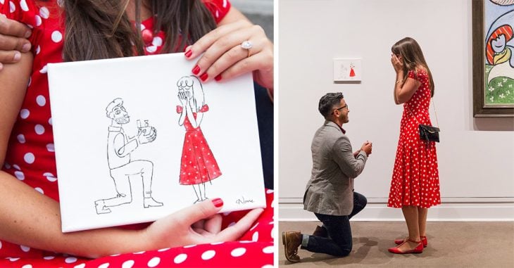 Este chico colgó su pintura junto a las de Picasso para proponerle matrimonio a su novia