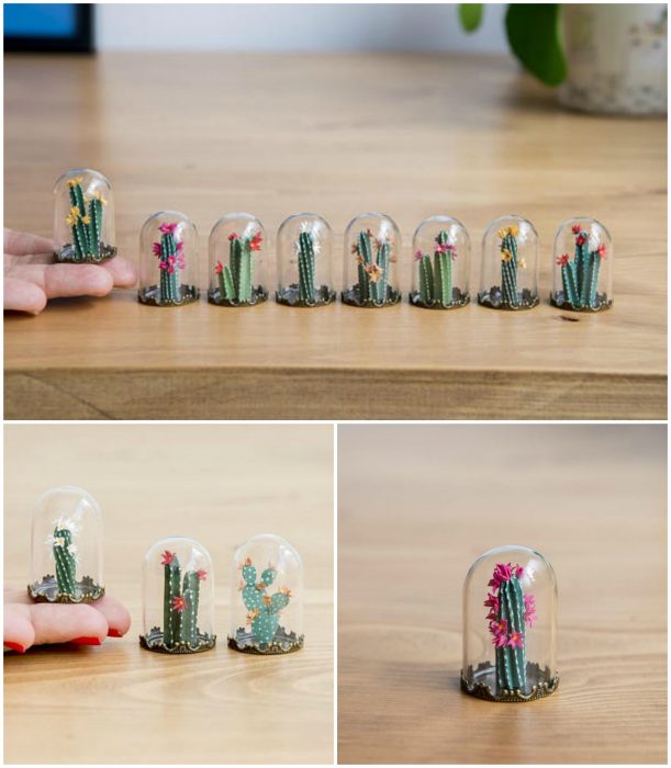 Terrario de cactus de papel