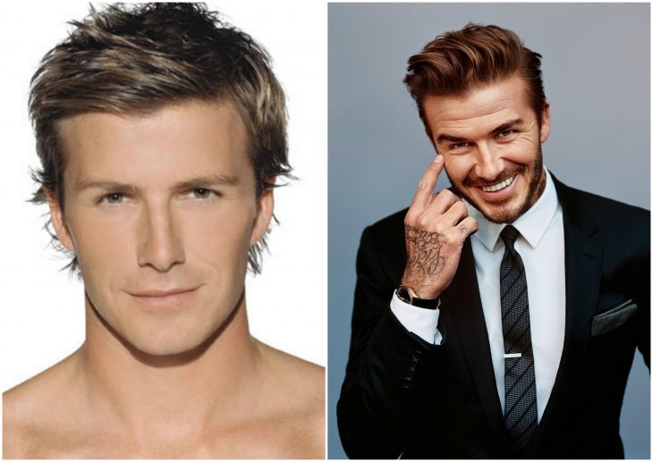 10. David Beckham sin y con barba