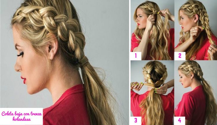 cola de caballo con trenza holandesa