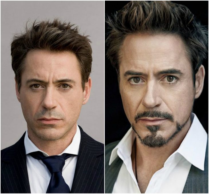 Robert Downey Jr. sin y con barba