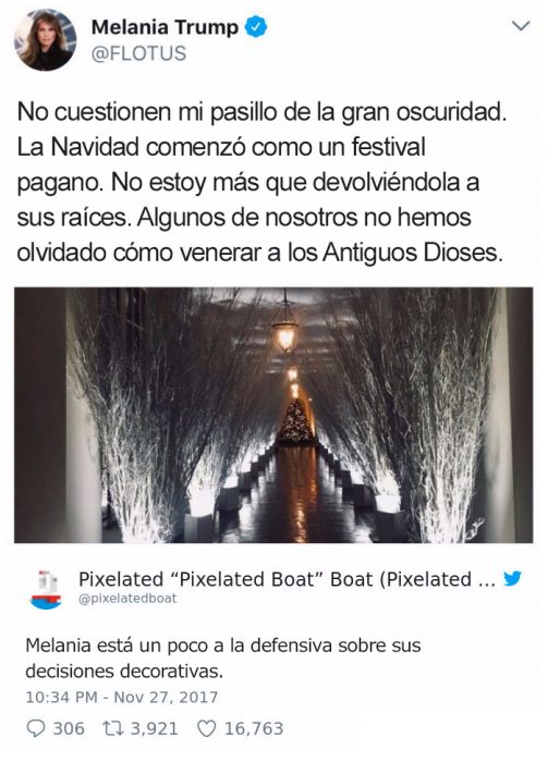 Melania Trump decoración trol