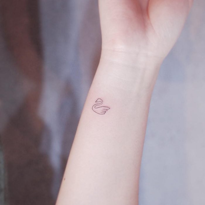 tatuaje miniatura de cisne