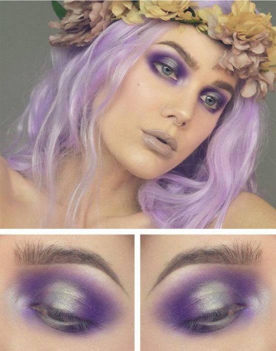 Maquillaje de ojos morado