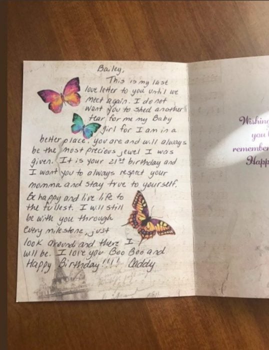 Carta que una chica recibió una carta que su padre le dejó antes de morir 