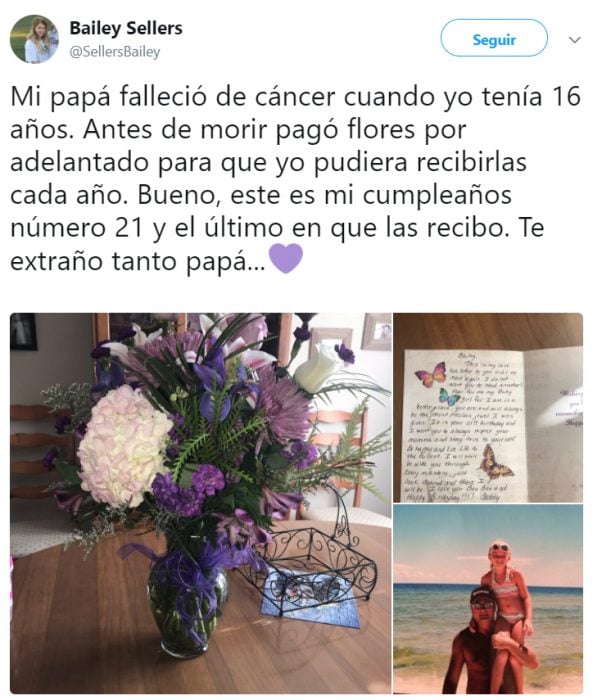 Chica que compartió en twitter la historia de su padre que falleció 
