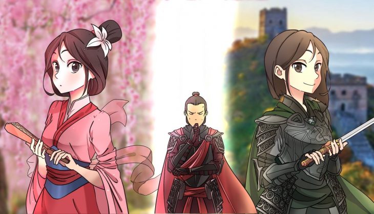 dibujo de Mulan en versión anime 