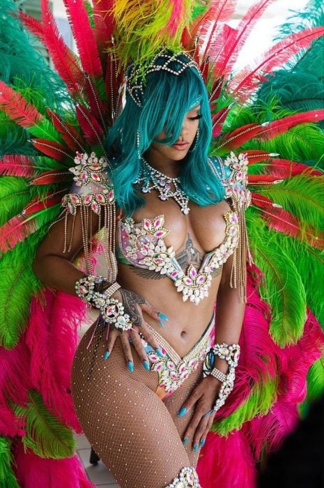 Rihanna durante el carnaval de barbados