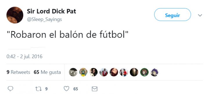 Comentarios en twitter sobe un chico que habla dormido 