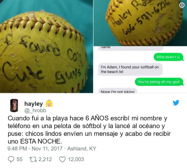 mensaje en una pelota