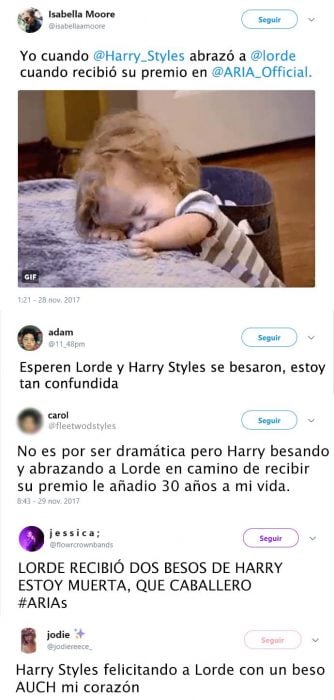 Tuits de Harry besa a Lorde