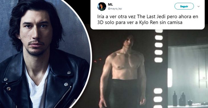 Adam Driver apareció sin camisa en la última entrega de Star Wars y sus bíceps enloquecen a Internet