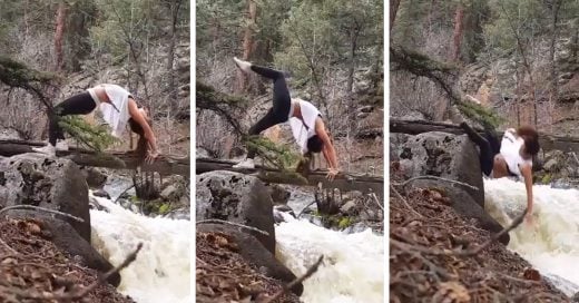 Esta chica sufrió una caía al intentar hacer una pose de Yoga