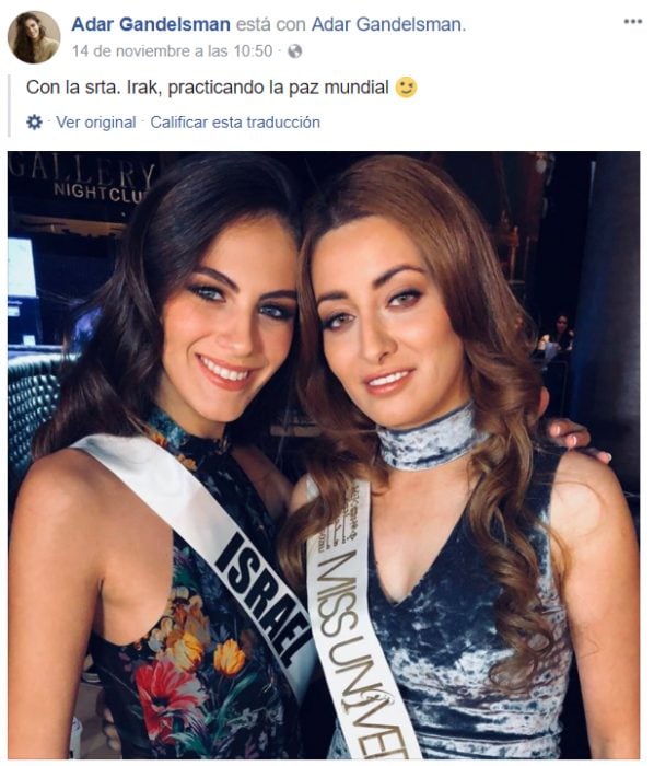 Miss Israel y Miss Irak en una selfie de la paz en Miss Universo 